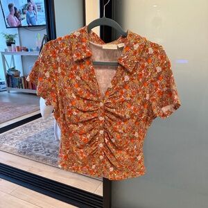 Maeve by Anthropologie Buttown Down Fruit Top, Size: L